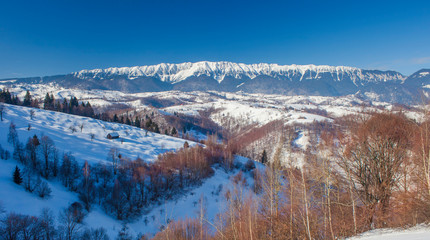 Piatra Craiului mountain in winter landscape