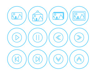 Communication icons set. Universal communication icon to use in web and mobile UI, communication basic UI elements set. cloud, clock, gear, mail, picture, web, internet, footnote, search, computer.