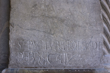 Latin inscription in the walls of  a roman church