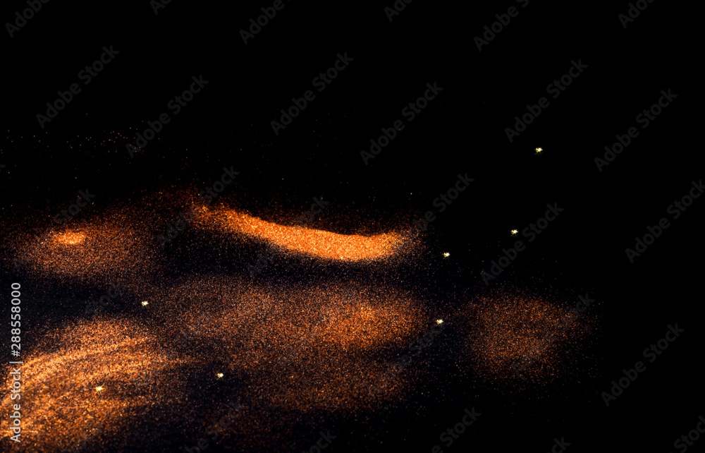 Poster black background with golden sparkles. blurred effect. concept for festive background