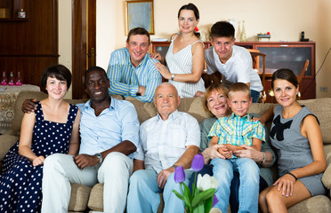 Friendly large multiethnic family