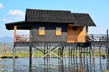 Hut on Stilts on Inle Lake