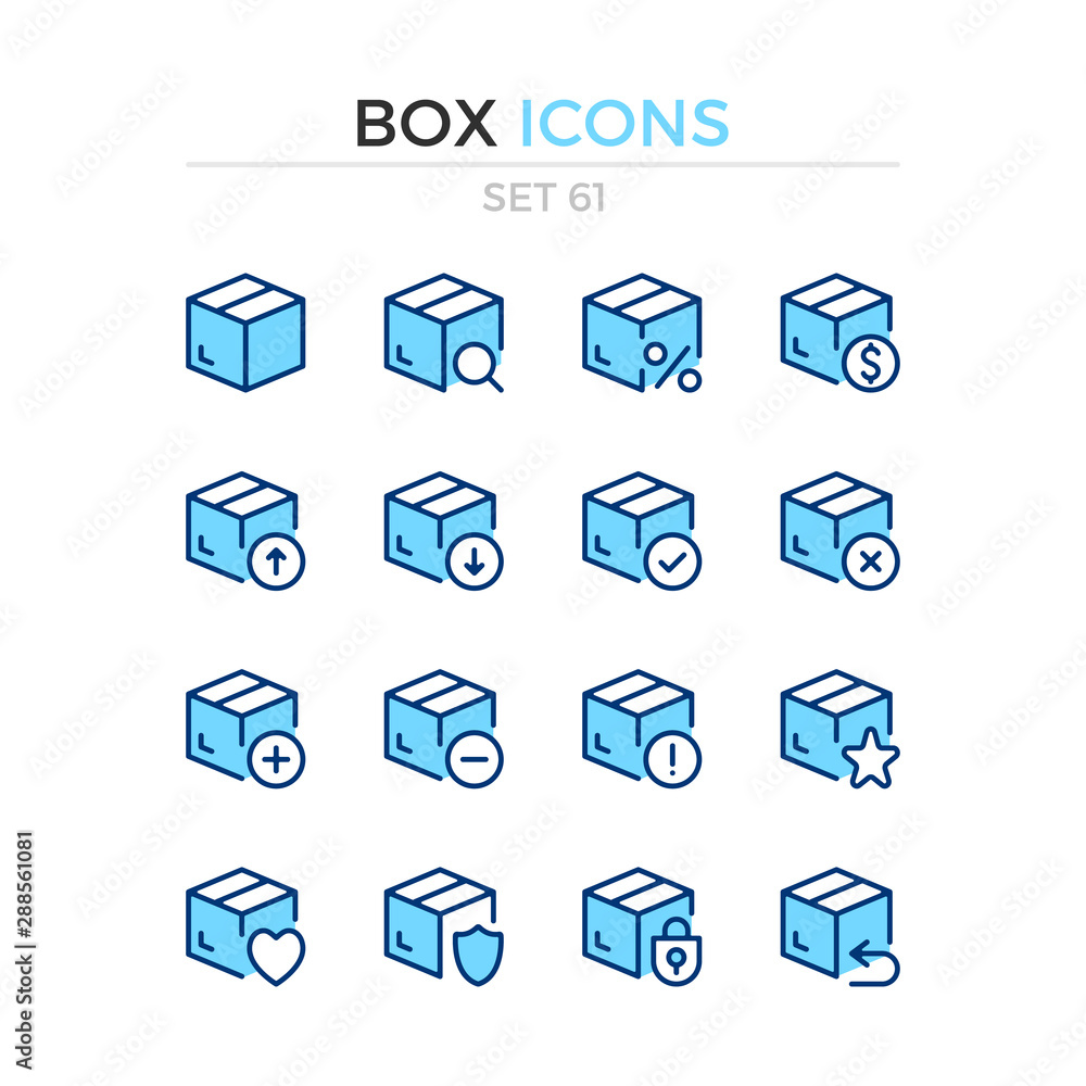 Poster box icons. vector line icons set. premium quality. simple thin line design. modern outline symbols c