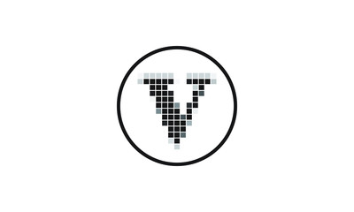 V Letter Pixel Motion Logo Design, Square Pixel V Letter Vector Logo Design, Letter V Pixel Logo Design Element, Abstract Modern V Pixel Initial logo designs vector template