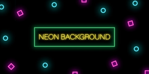 Neon square circle background light green illustration. Element of neon