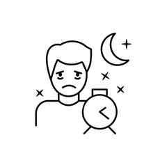 Insomnia, depressive, man, sleep icon. Element of allergy icon