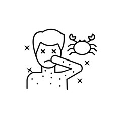 Crab, allergen, sad, man icon. Element of allergy icon
