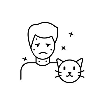 Pet allergy, hives, boy, cat icon. Element of allergy icon