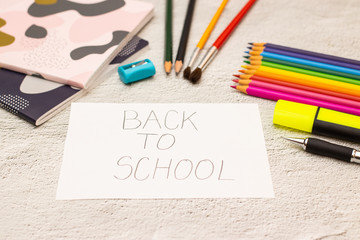 Back to school - School supplies on the desk 