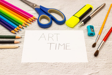 Back to school - School supplies on the desk 