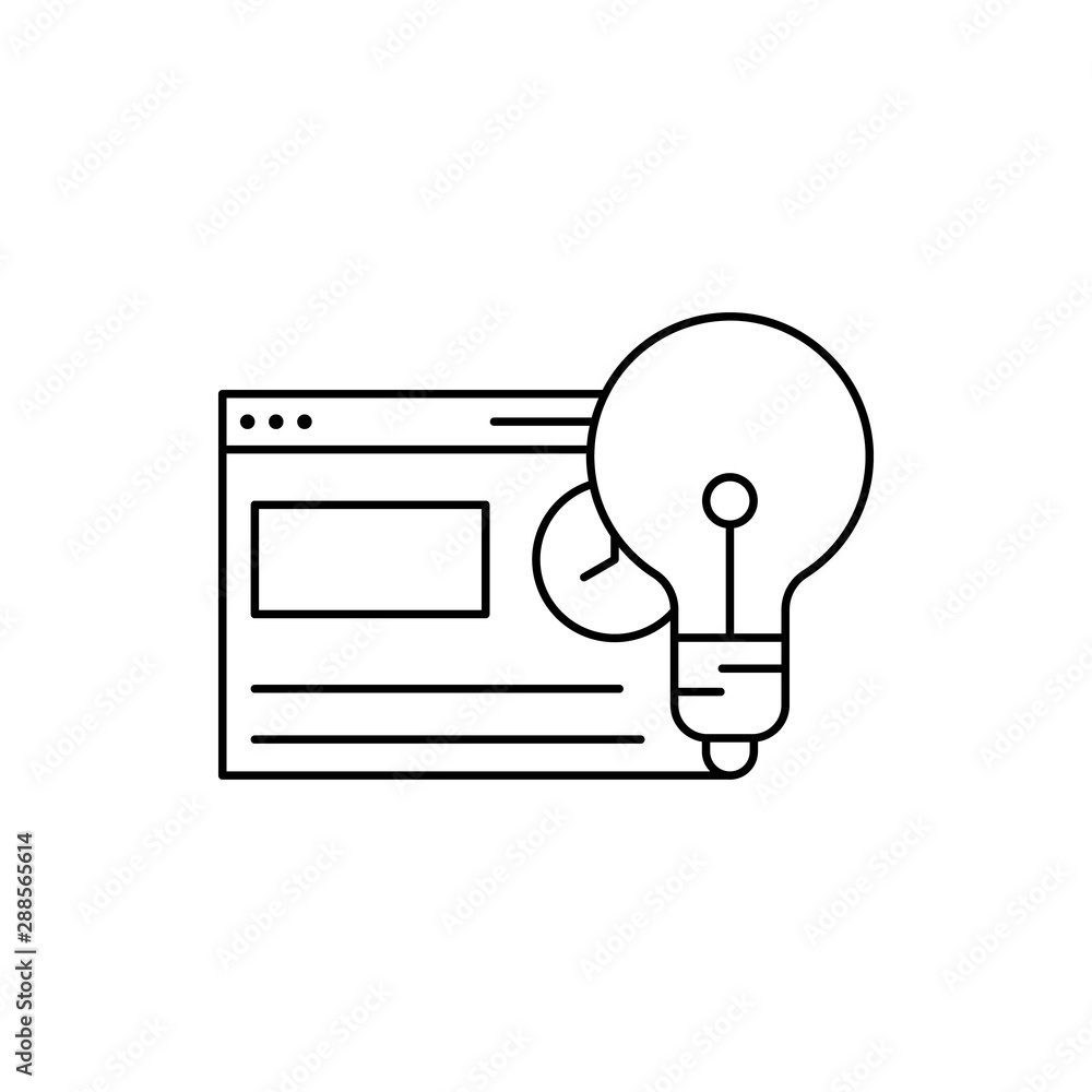 Poster bulb browser icon. element of internet in life icon