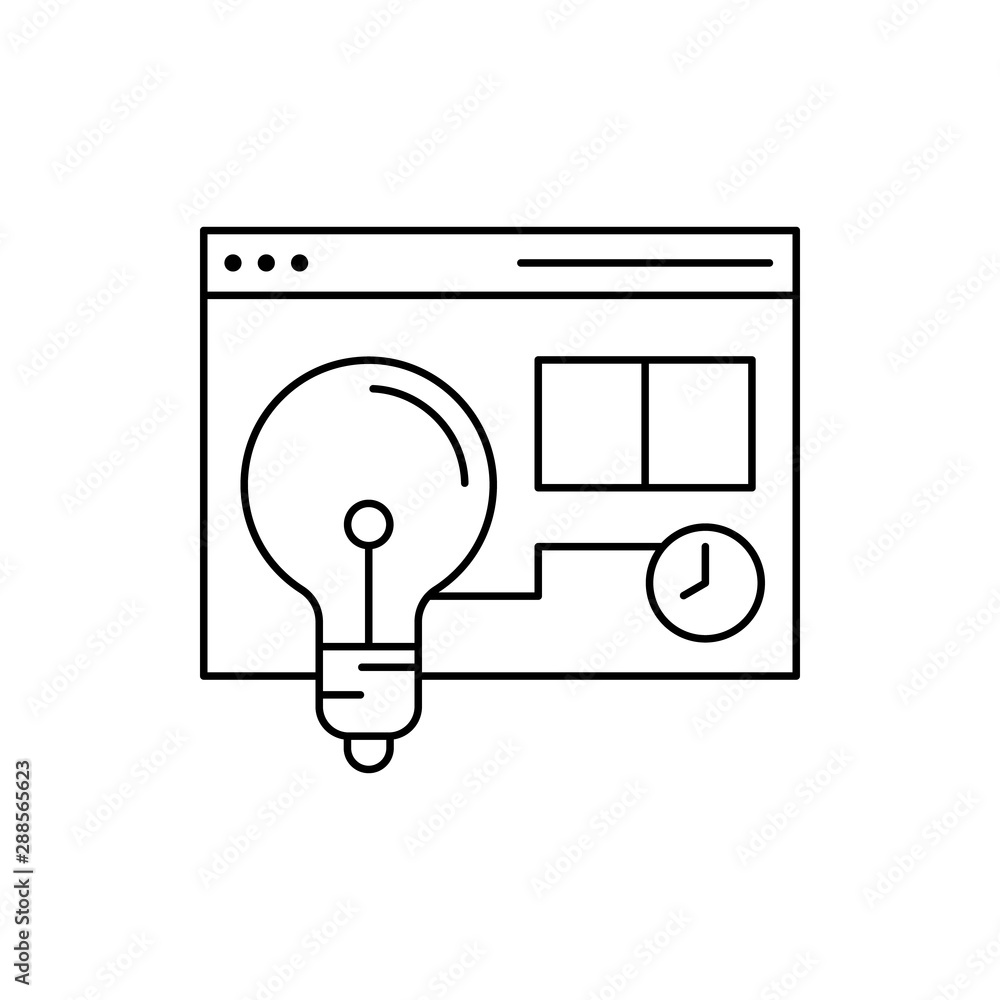 Poster bulb browser clock icon. element of internet in life icon