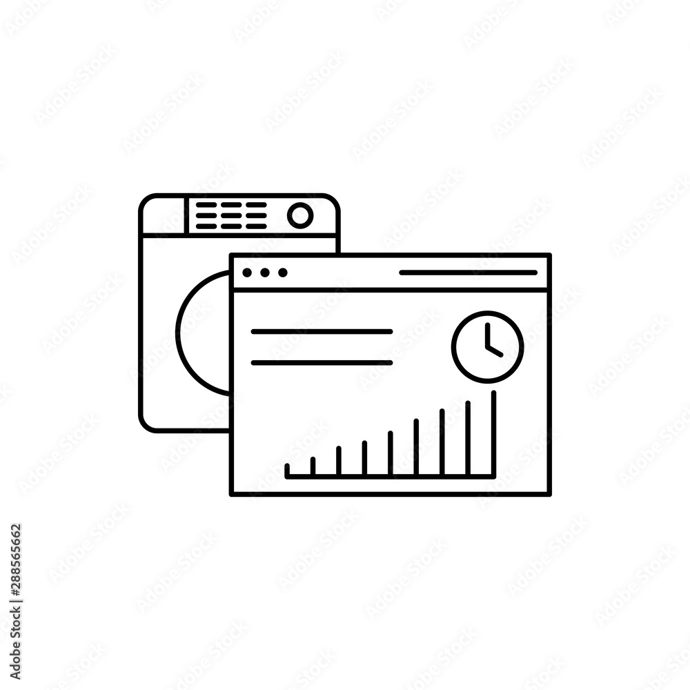 Poster browser washing machine clock icon. element of internet in life icon