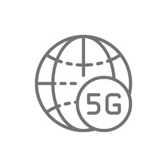 Global 5G internet line icon. Isolated on white background