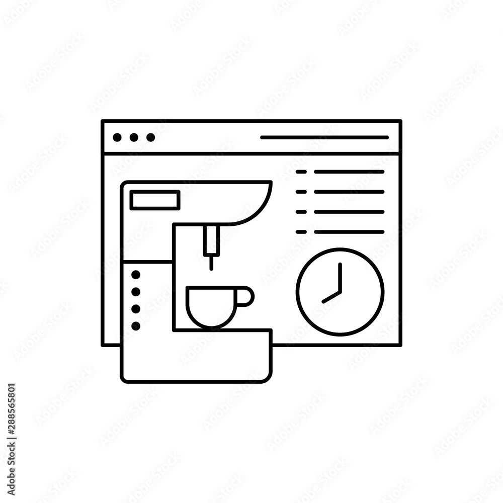 Poster browser coffee machine clock icon. element of internet in life icon