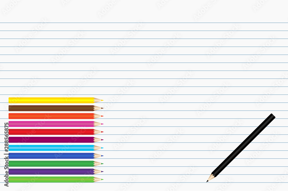 Aufkleber multicolored crayon on white notebook for pattern and design