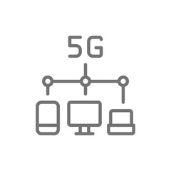 Vector wireless 5G internet distribution line icon.