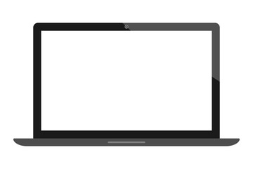one empty screen laptop isolated on white for pattern and design