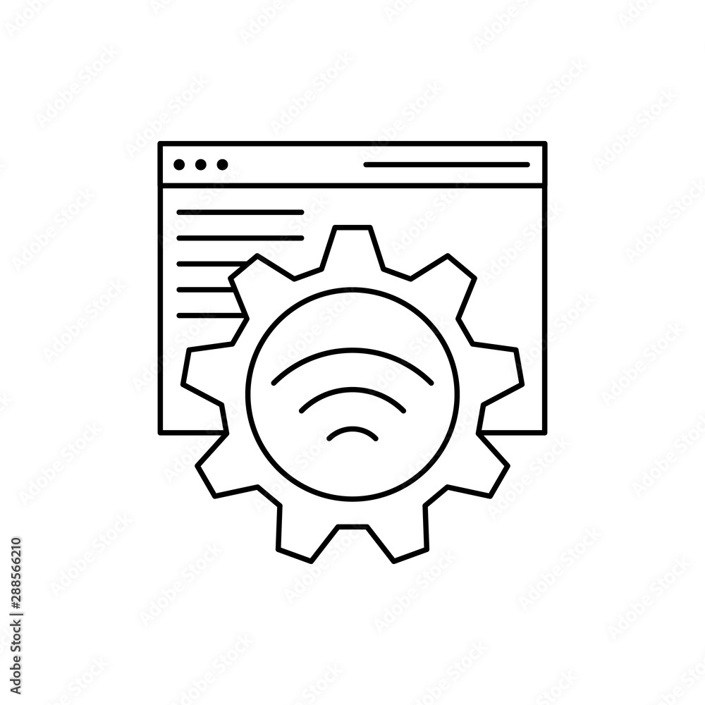 Aufkleber browser gear setting wifi smart icon. element of internet in life icon