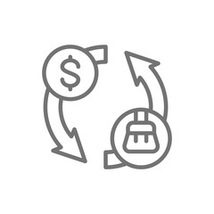 Cleaning service fee, car wash line icon.