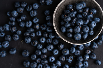 Blueberry antioxidant organic superfood in ceramic bowl concept for healthy eating and nutrition