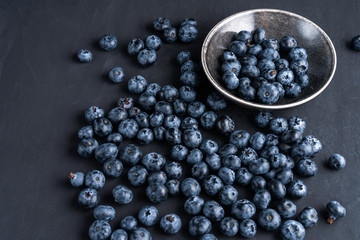 Blueberry antioxidant organic superfood in ceramic bowl concept for healthy eating and nutrition