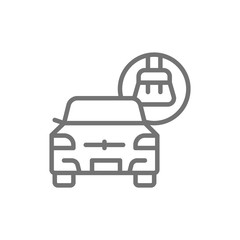 Vector full car cleaning service line icon.