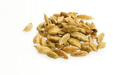 A pile of cardamom with white background