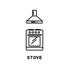 stove and range hood icons in linear style