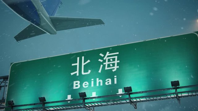 Airplane Take off Beihai in Christmas