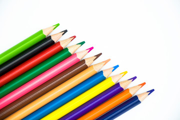 Professional color pencils isolated on white background