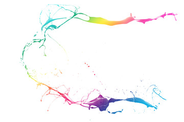 Naklejka premium Colored paint splashes isolated on white background.