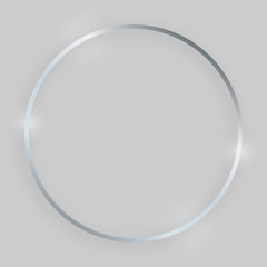 Silver round shiny frame with glowing effects