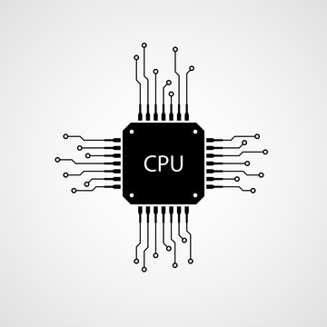 Electronic microchip, cpu icon