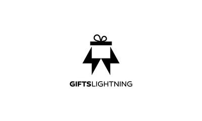 Black white gift box with lightning bolt electric logo