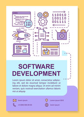 Software development poster template layout. Backend programming. Banner, booklet, leaflet print design with linear icons. Vector brochure page layouts for magazines, advertising flyers