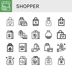 Set of shopper icons such as Shopper, Bag, Shopping bag , shopper