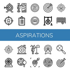 Set of aspirations icons such as Target, Goals, Darts target, Goal, Darts, Dart , aspirations