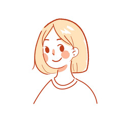 Young pretty blond woman, cute faces. Cartoon beautiful girl. Avatar woman. Vector outline illustration