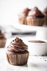 chocolate cupcake on marble background