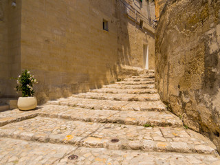 Picturesque street in Matera, Italy