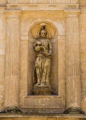 Statue on the Sedile Palace (Italian: Palazzo del Sedile), Ministry of Education, Matera, Italy 