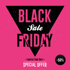 Black Friday sale banner with discount design template. Vector