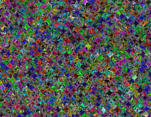 Abstract multicolored rhombus shape stars with black frame background