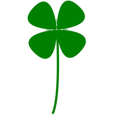 Vector flat style illustration of St. Patrick's day green lucky clover leaf isolated on white background