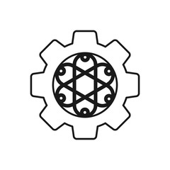 Machine gear Commitment Teamwork Together Outline Logo