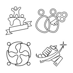 key star ribbon Commitment Teamwork Together Outline Logo