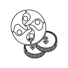 stack money people Commitment Teamwork Together Outline Logo
