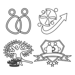 Arrow Tree Shield Commitment Teamwork Together Outline Logo