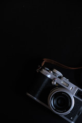 retro camera with leather strap